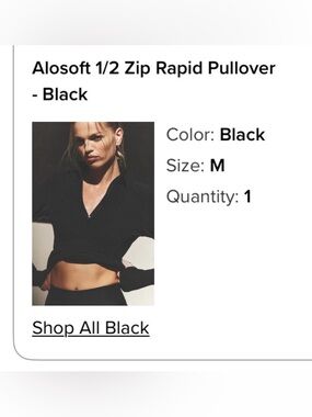 ALO Yoga Black 1/2 Zip Mock Neck Pullover